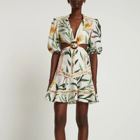 BNWT PatBO | Jasmine Jute Trim Cut-Out Mini Dress in size 2 - Picture 2 of 10